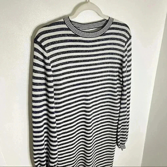 NEW Maje Rushour Metallic Long Sleeve Striped Mini Dress French Preppy Shimmer - Picture 4 of 8